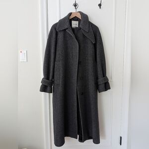 COS Oversized Herringbone Wool Coat with Neck Latch XXS XS